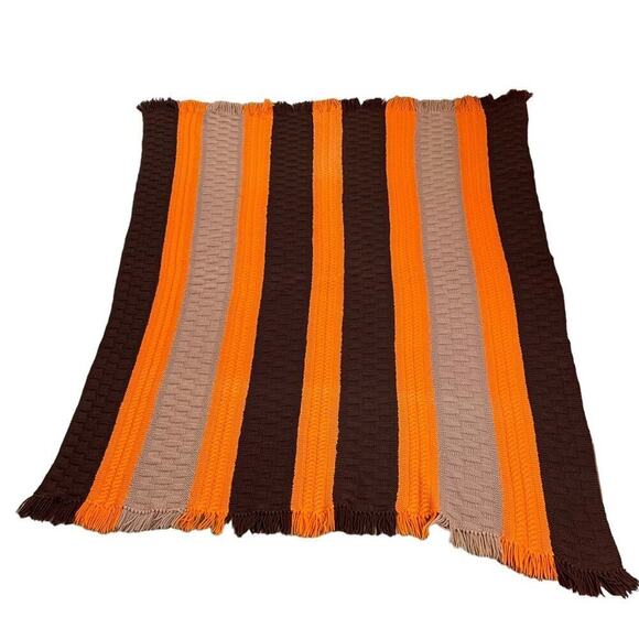 Decorative Warm Winter Fringe Edge Wool Textured Stripe Knit Throw Blanket - Picture 2 of 13